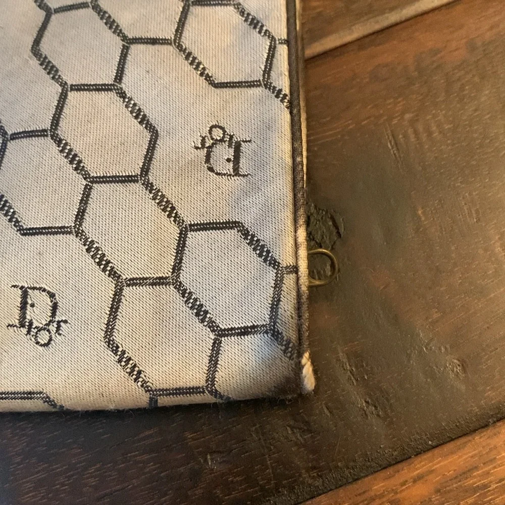 Dior silver, and black Monogram Cosmetic Make up envelope/Clutch